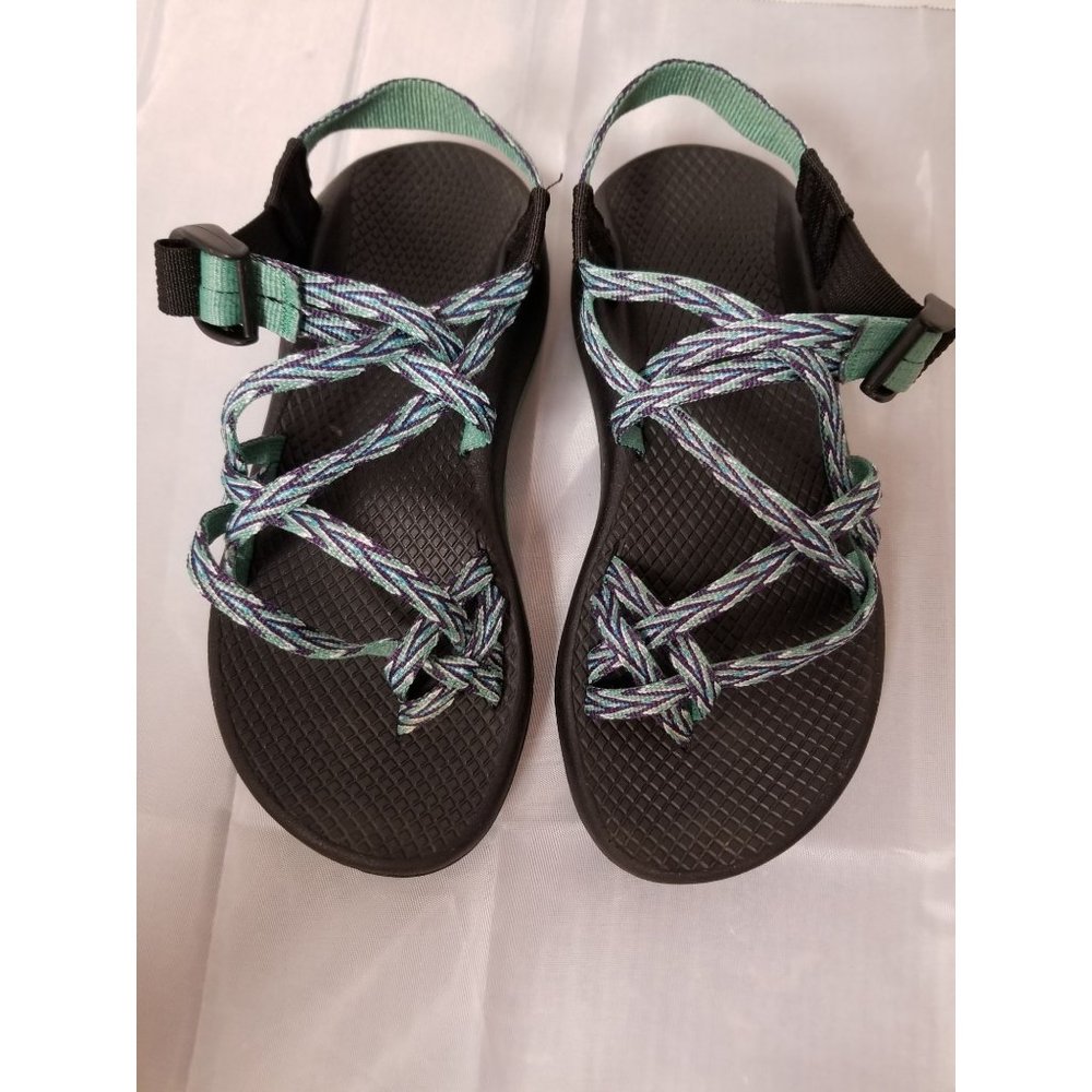 Chaco Women’s Vibram Multi-Teal Green Strappy Hiking Sports Sandals Shoes Sz 6